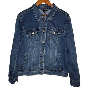 Style & Co Denim Jacket Womens XL Button Front Pockets‎ Classic Jean Coat